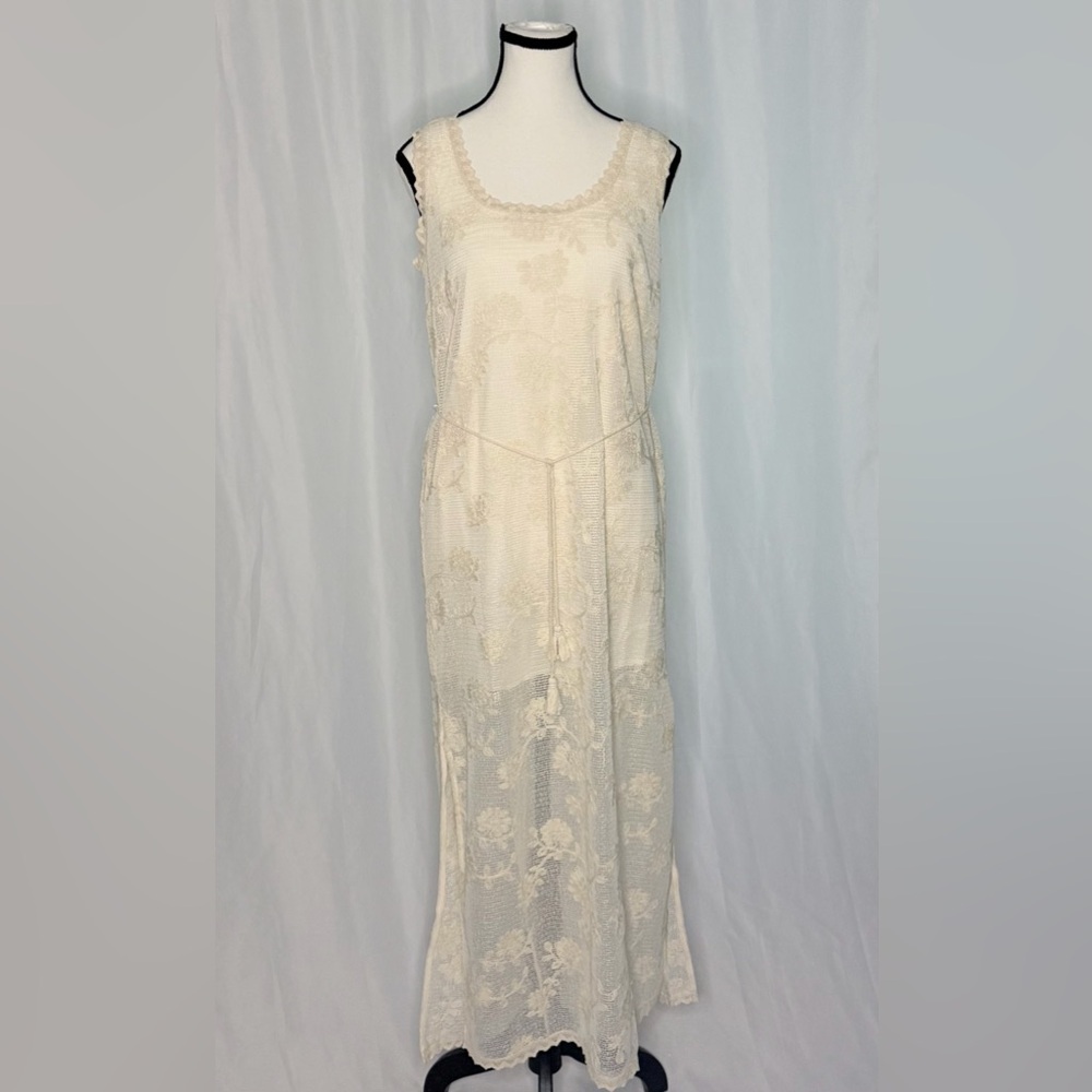 Lost and Wander XS Embroidered Tie Belt Maxi Dress. Summer Boho Vacation NWT